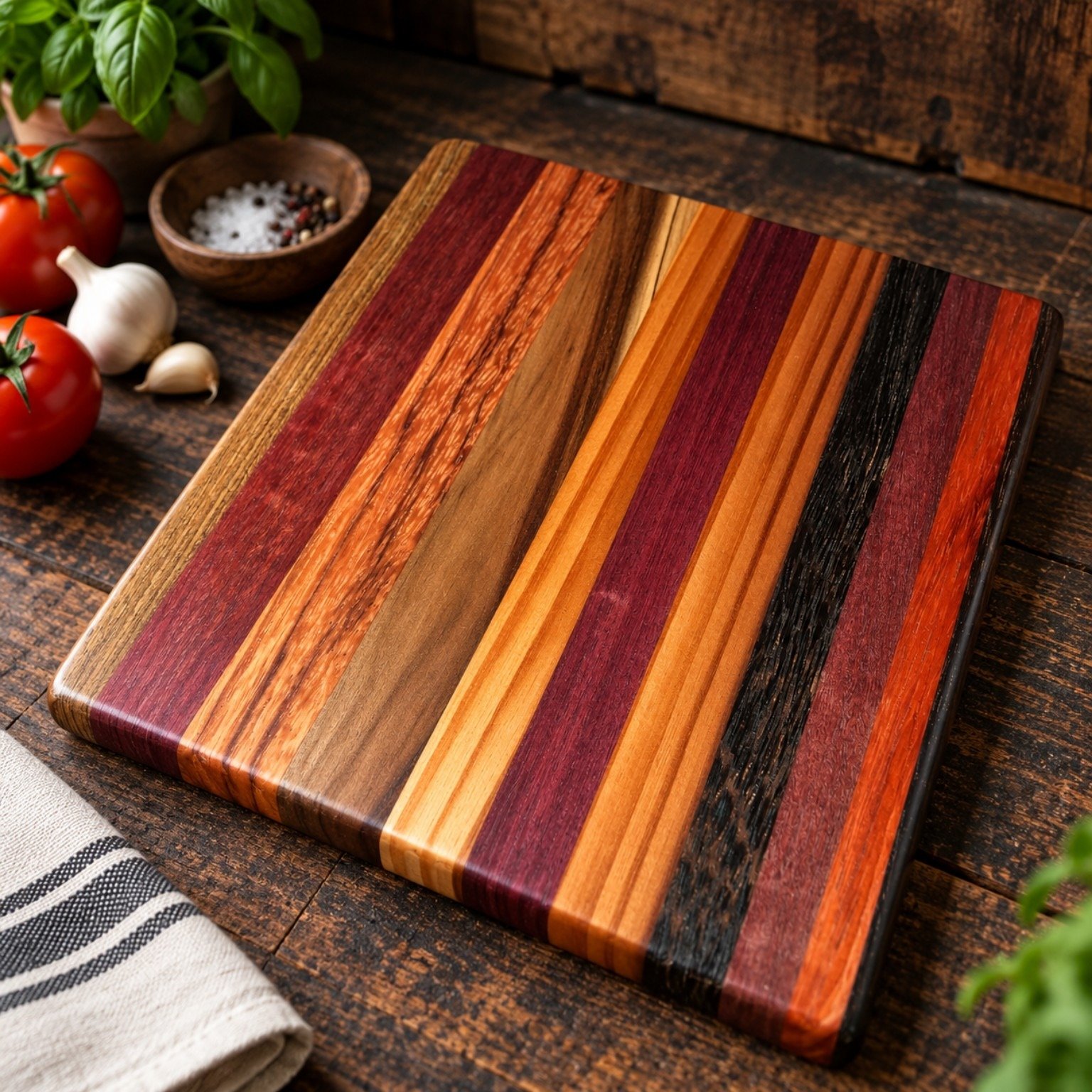 Striped hardwood cutting board